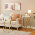 thumbnail image 2 of Folding TV Tray Tables, Set of 2 Side Table for Small Space, Portable Snack Tables for Eating at Couch, Stable Metal Frame Sofaside Table, Easy Assembly, Space Saving, Marble and Gold, 2 of 9