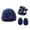 Navy, variant on Wancir Cotton Ears Baby Hats Mittens with Socks Set Unisex, No Scratch Mittens and Beanie Cap for Infant Toddler Newborn