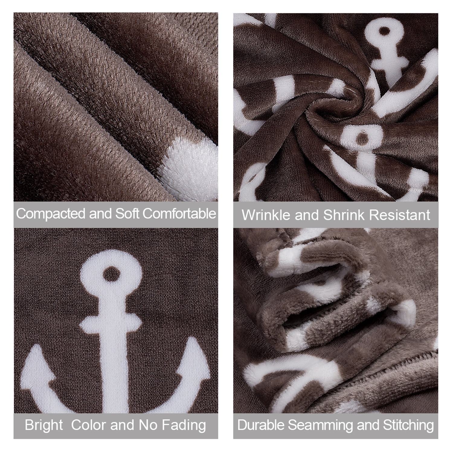 JML Throw Blanket Coffee Brown Soft Flannel Throw,50" x 60"