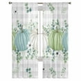 thumbnail image 3 of Fall Sheer Curtains 96 Inches Long 2 Panels Set, Window Sheer Curtains for Living Room/Bedroom, Blue Green Pumpkins Thanksgiving Flower Leaf Plaid Light Filtering Rod Pocket Curtain 52'' x 96'' x 2, 3 of 7