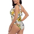 thumbnail image 4 of Wukai Bird Sunflowers Chic One Shoulder Swimwear with Ruffle Design and Tummy Control Skirt: Fashionable, Supportive, Comfortable for Beach-X-Large, 4 of 7