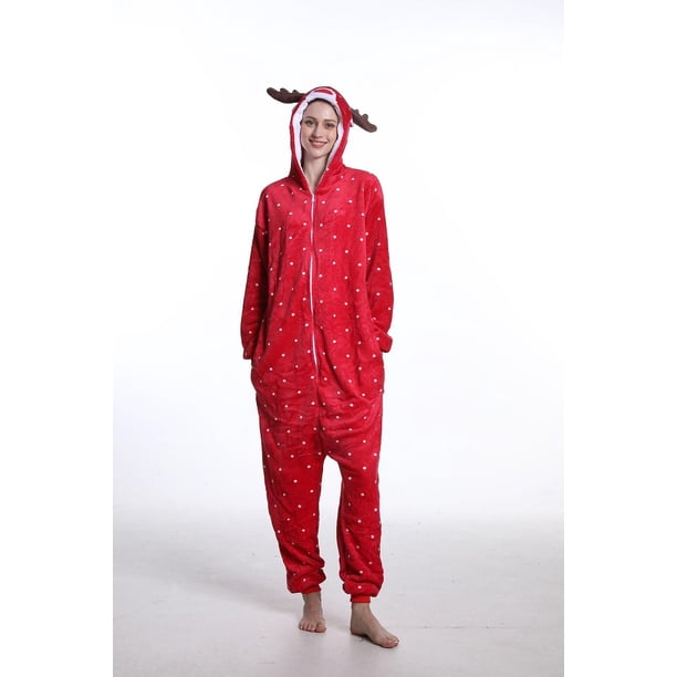 Pijamas de una pieza de animales de dibujos animados para adultos/niños Franela de otoño e invierno