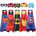 thumbnail image 1 of Capa de superhéroe de Marvel para niños, capa de DC con máscara para ojos, disfraz de Cosplay (Batman), 1 Uds., 1 of 3