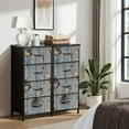 thumbnail image 6 of Vintage Dresser for Bedroom with 4 Storage Drawers Duck Blue Grass Brown Reeds Nature Dressers Chest of Drawers Steel Framed Fabric Closet Organizers for Nursery Entryway, 6 of 7