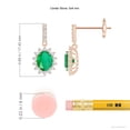thumbnail image 2 of ANGARA Natural Emerald Dangle Earrings with Floral Diamond Halo in 14K Rose Gold for Women (Size-5x4mm) | May Birthstone, Birthday, Anniversary, Jewelry Gift for Women | Natural Emerald Earrings, 2 of 5