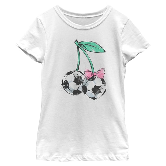 Girls Lost Gods Soccer Cherries Watercolor Sketch T Shirt