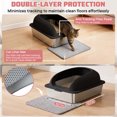thumbnail image 5 of SHOUFTW 24 Inch Stainless Steel Cat Litter Box with Lid, Extra Large Enclosed Cat Litter Pan, High Wall Anti-Splash Design, Odor Control, Anti-Leakage, Includes Scoop and Mat, Black, 5 of 9