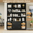 thumbnail image 4 of Homfa 71″ Tall Bookcases with Storage Drawers & Doors, 12 Cubes 4-Tier Triple Row Bookshelf, Black Bookcase for Living Room Home Office, 4 of 8