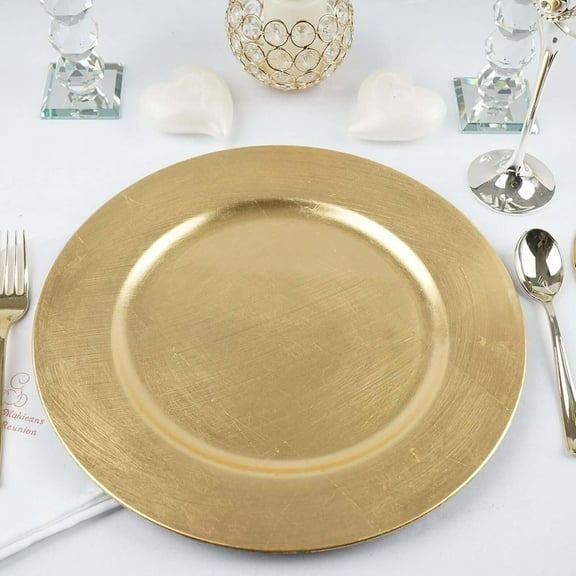 Efavormart 12 pcs 13" Gold Round Charger Plates for Tabletop Decor Holiday Wedding Catering Event Decoration