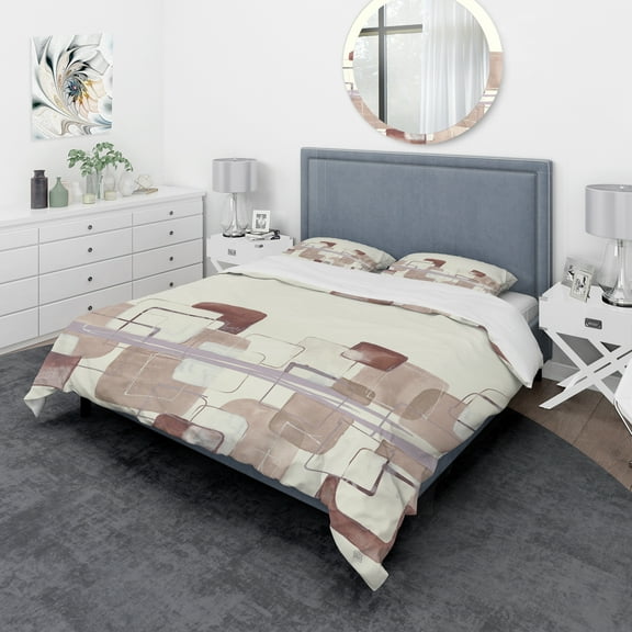 Designart 'Watercolor Minimal Boxes I' Geometric Duvet Cover Set