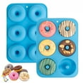 thumbnail image 2 of Heat Resistant Silicone Donut Mold for 6 Doughnuts Food Grade Silicone Bagels Pan for Baking Non Stick Mini Cupcake Mould, 2 of 10
