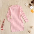 thumbnail image 2 of Flower Girl Dress - Toddler Baby Girl Knit Sweater Dress Solid Ribbed Long Sleeve Dresses - Fall Clothes Outfits, Casual Party Wear - Toddler Girl Dress,Color:Pink,Size:4-5 Years, 2 of 7