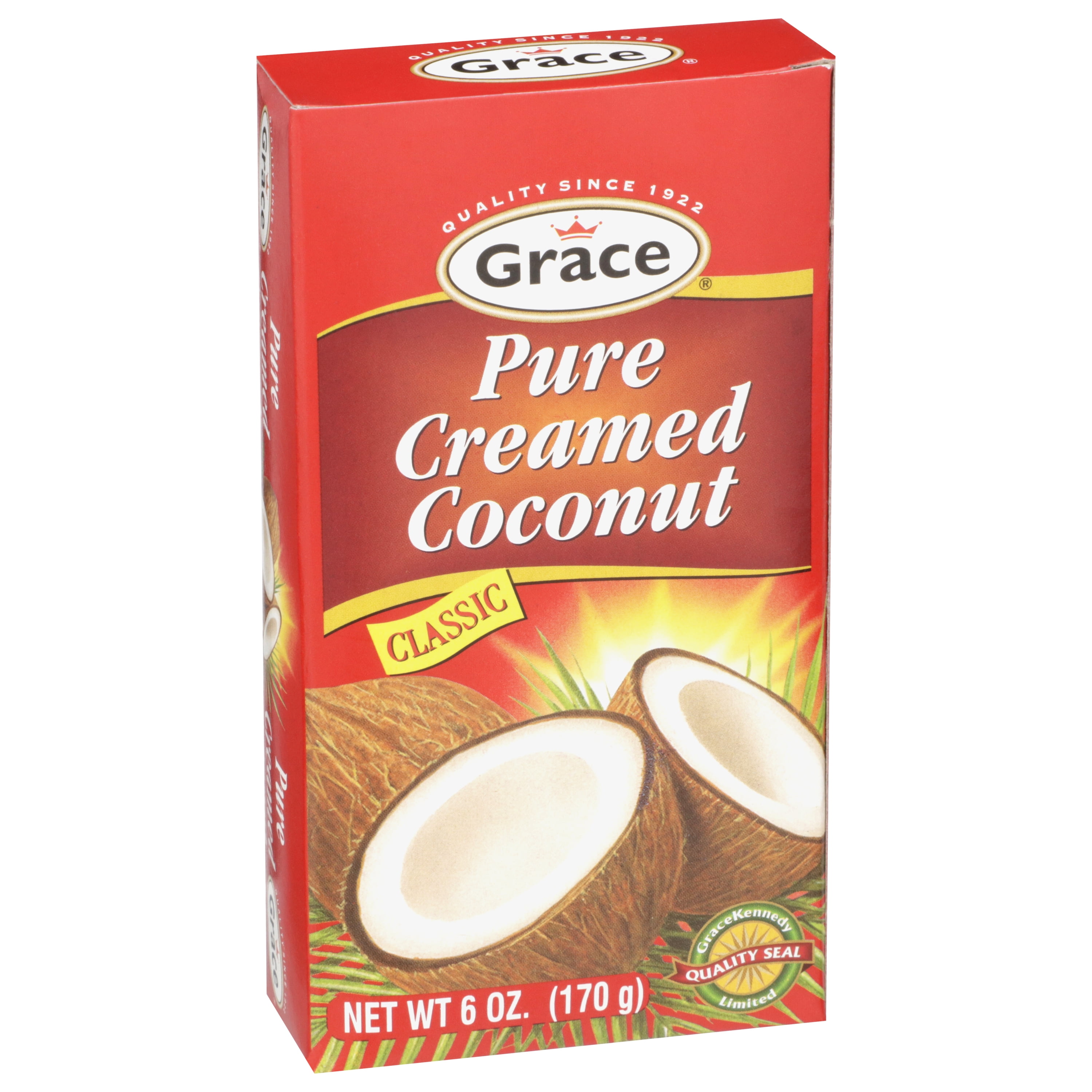 (4 pack) Grace Pure Creamed Coconut 170g - All Natural, No Allergens, Ready-to-Use Coconut Milk Substitute