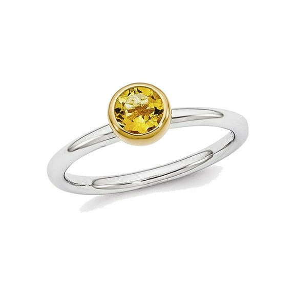 Gem & Harmony 2/5 Carat (Ctw) Citrine Ring in Sterling Silver with Gold Accent for Women