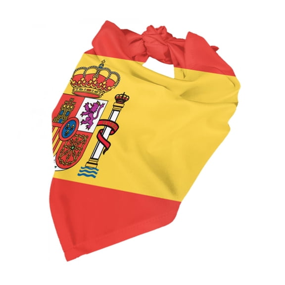 Flag Of Spain Puppy Bandana Printing Dog Bib Scarf For Small Medium Large Dogs Cats Pets