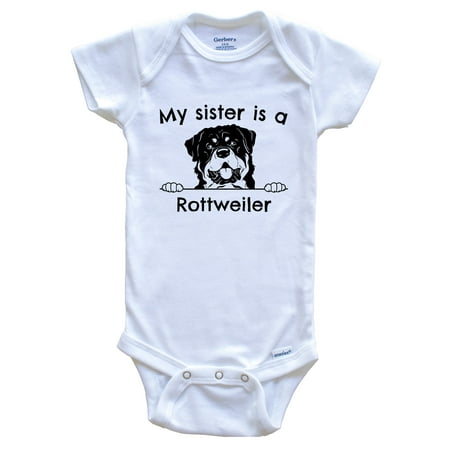

My Sister Is A Rottweiler Cute Dog Breed One Piece Baby Bodysuit