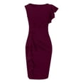 thumbnail image 5 of Herrnalise Plus Size Maxi Dresses for Women 2024 Ladies Girls Dress Elegant Customized Single Side Ruffle Sleeved Slim Women Asymmetric Party Dresses Bodycon Dress Burgundy, 5 of 6