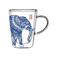 thumbnail image 1 of Double Walled Glass Coffee Mugs with Handle, 280ML Clear Borosilicate Glass Cup with Exquisite Blue Print, 1 of 7