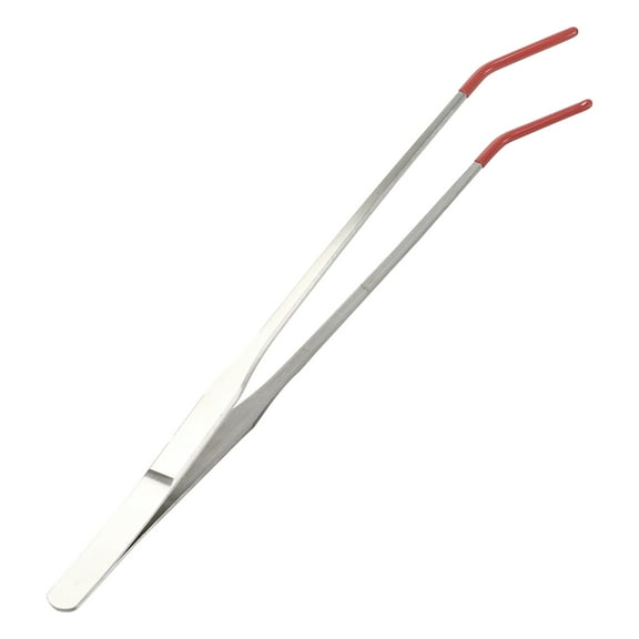 Reptile Feeding Tongs Aquarium Curved Feeding Tweezers for Reptiles with Rubber Tip 10.63" Length Red