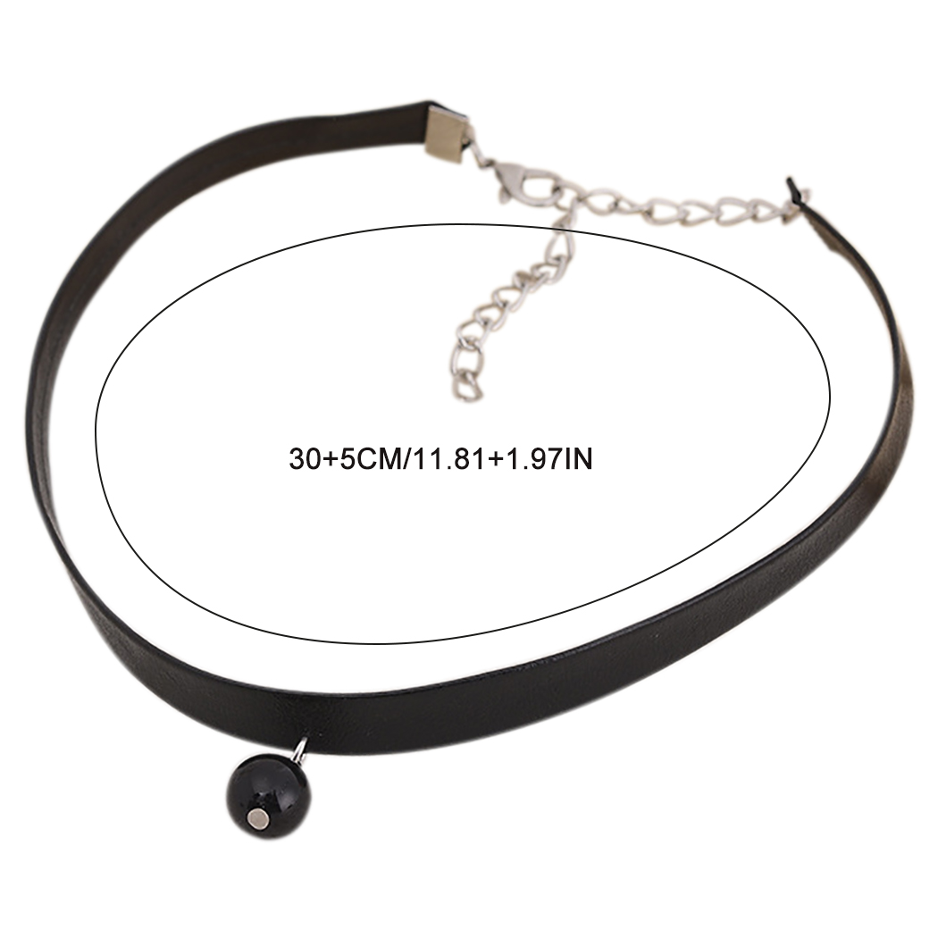 Choker Necklace Faux Leather Round Pendant Choker Chain Choker Collar for Women - image 2 of 10