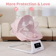 Pamo Babe Baby Swing for Newborns,5 Speeds swing modes,Canopy,Mosquito Net(Pink)