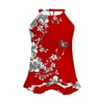 thumbnail image 6 of Tank Tops for Women under $5 Sleeveless Hanging Neck Vest Ruffles Hem Printed Loose T-shirt 1-Red M, 6 of 6