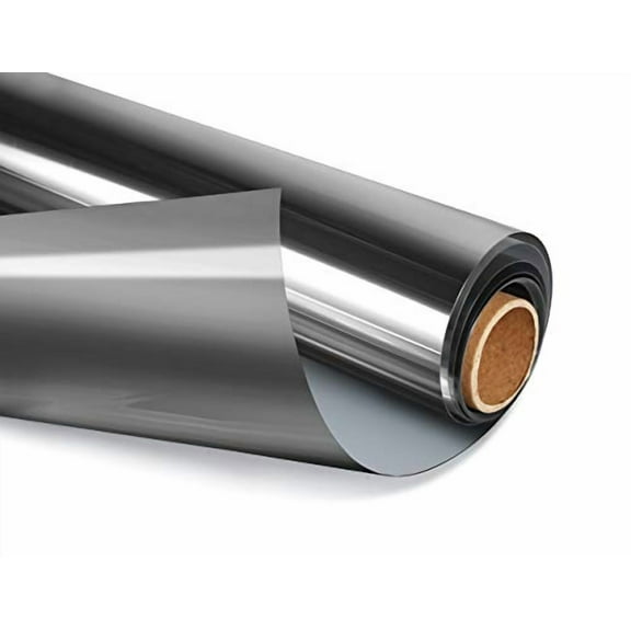 One Way Privacy Window Film,Daytime Mirror Reflective Heat Control UV Sun Blocking Non-Adhesive Static Cling Window Tint for Home and Office(Black-Silver,17. 5 Inch x 6. 5 Feet)