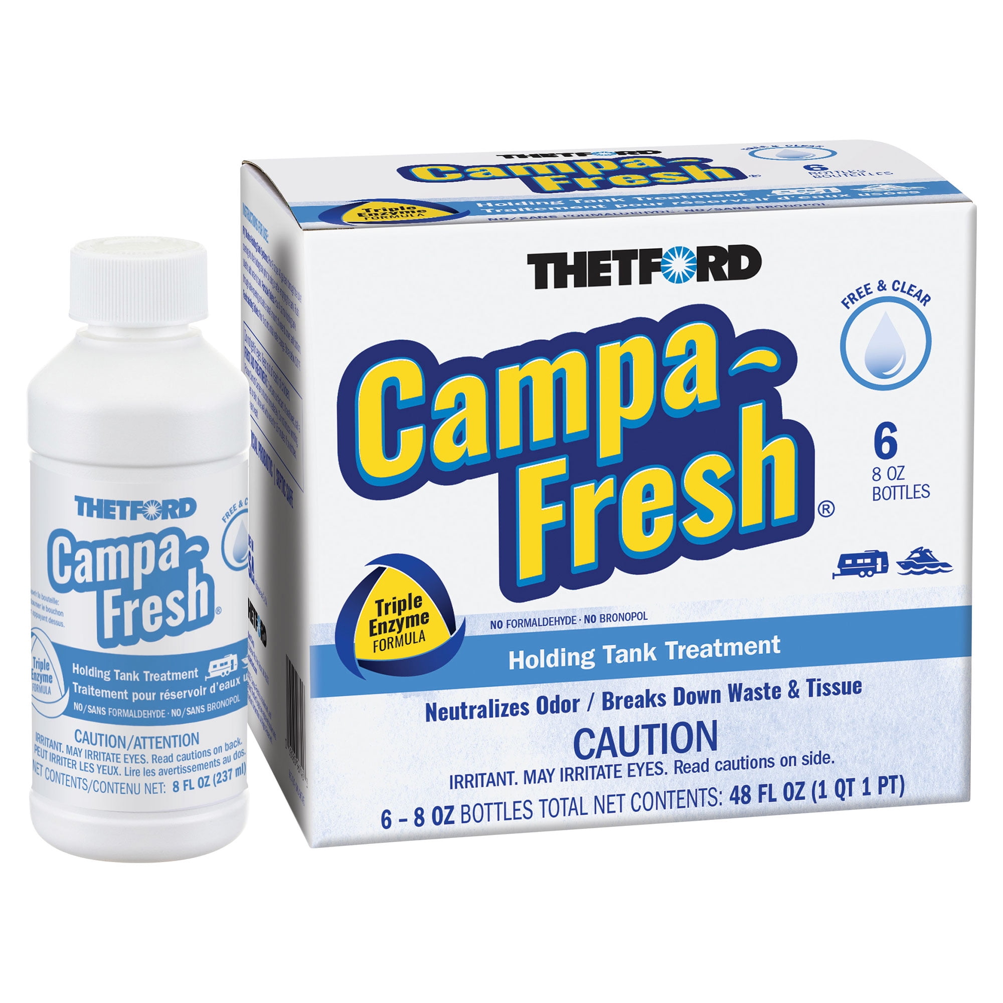 Thetford Campa-Fresh Free And Clear 6-8 oz Bottles. Liquid Holding Tank Treatment