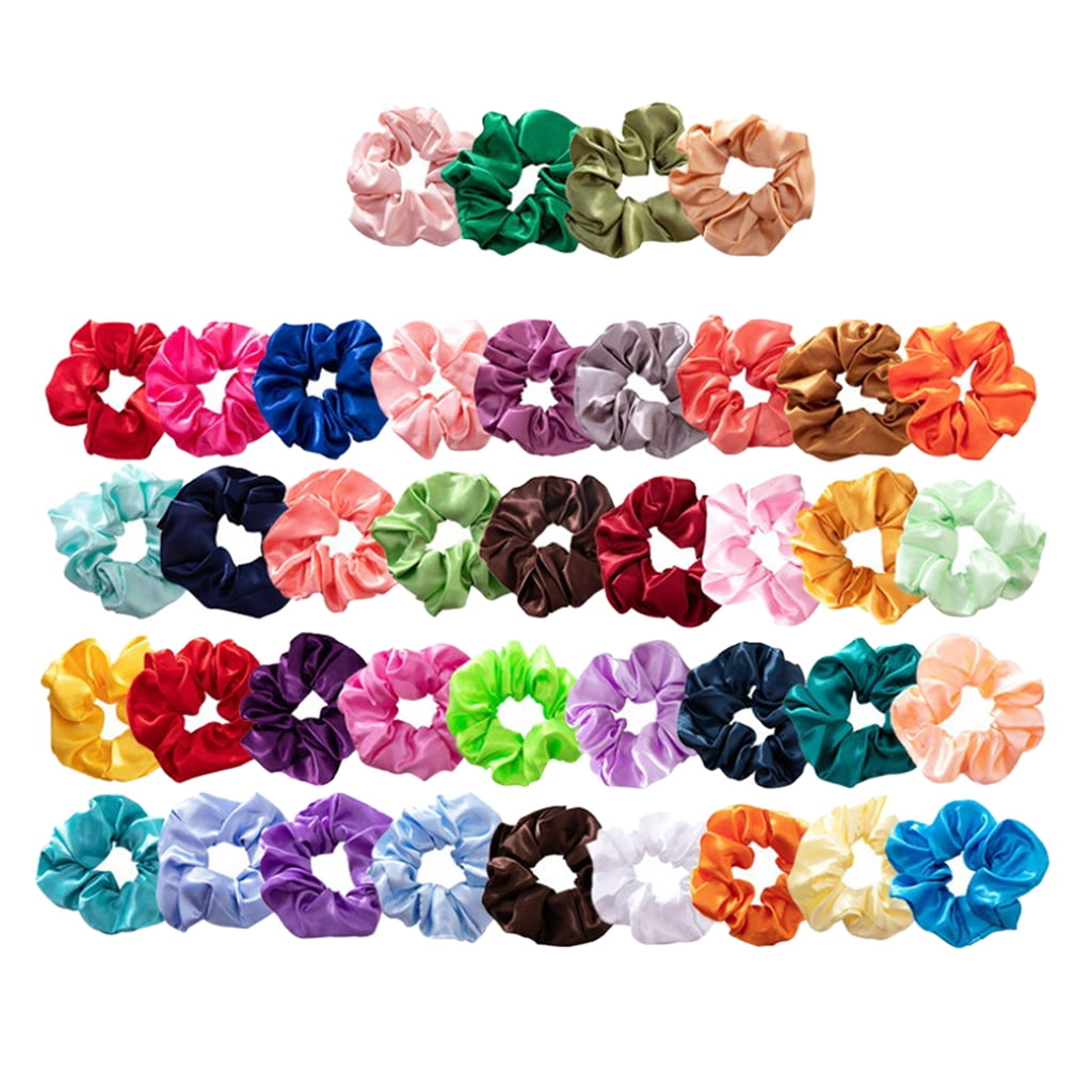 FVDPWYE Pack of 80 Women's Scrunchies Satin Elastic Hair Bands Ties Ropes