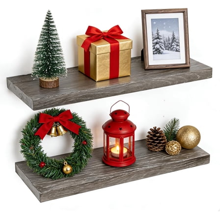 Floating Shelves for Wall ;xRustic Solid Live-Edge Elm Wood Wall Shelves Heavy-Duty Floating Shelves with Invisible Brackets Set of for Living Room Bedroom and Kitch