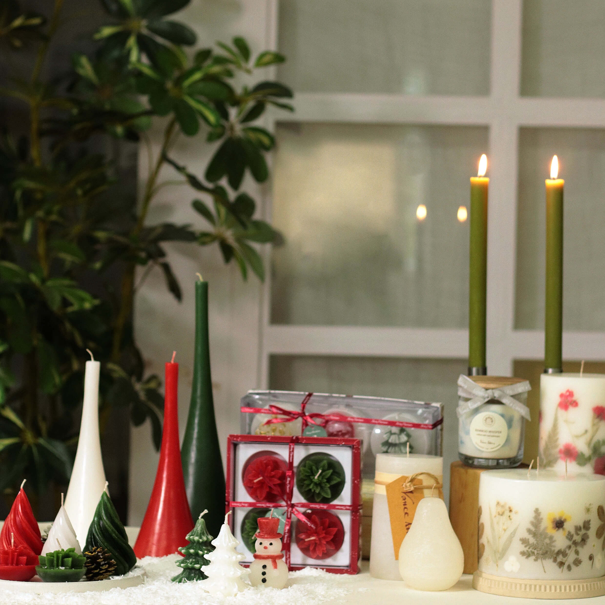 4" Vance Kitira Red Christmas Tree Candle Set of 2
