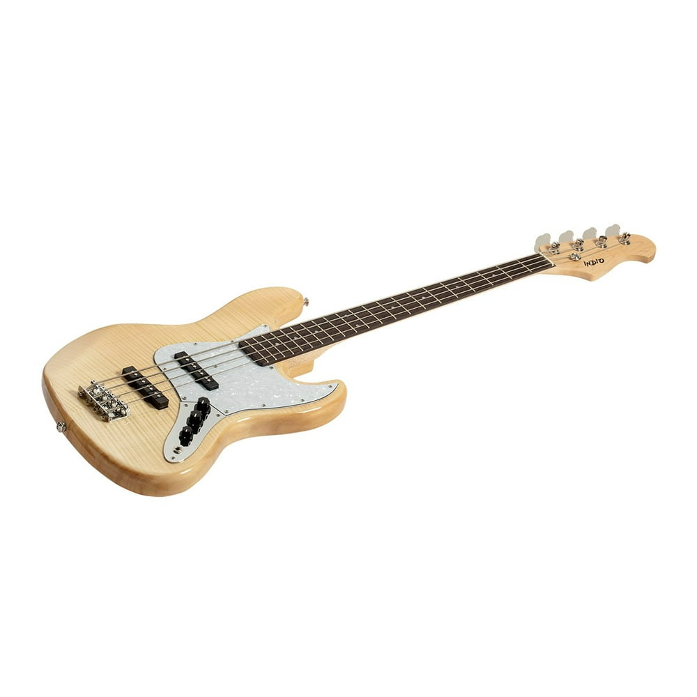 Monoprice Indio Jamm Flamed Maple Electric Bass Natural, With Gig Bag