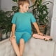 thumbnail image 4 of Balery Teal Turquoise Conjunto de Pijama Infantil de Manga Corta con Estampado – Ropa de Dormir de Algodón Suave-Medium, 4 of 5