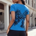 thumbnail image 3 of Womens Graphic Baggy Tees Shirts Gothic Grunge Emo Tops (Blue XL), 3 of 3