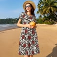 thumbnail image 4 of Balery Leopard Print Rose Vestidos sueltos de manga corta para mujer, vestidos de verano 2025, vestidos casuales de corte A con vuelo., 4 of 6