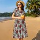 thumbnail image 4 of Easygdp Leopard Print Rose para Vestido Transpirable de Mujer, Vestido Suelto de Manga Corta con Pliegues y Bolsillos para el Verano, 4 of 6