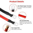 1Pair Car Inverter Copper Wire Cable 2Awg Gauge Copper Battery Cable with 3/8In Lugs Motorcycle Automotive RV Solar ATV,4ft