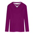thumbnail image 3 of Womens Fall Clothes, Long Sleeve Shirts for Women Plus Size Casual Solid Color Loose Fit Hollow V Neck T-Shirts S-5XL, 3 of 5