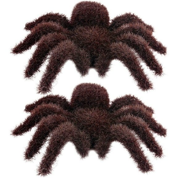 Hzzsbu Realistic Fuzzy Halloween Spiders - 2pcs Hairy Scary Spider Props for Haunted House Decor