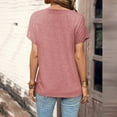thumbnail image 5 of Cathalem Crop Tops pour Femmes Été Col Rond Manches Courtes Basiques Coupe Ample, Rose TTG, 5 of 5