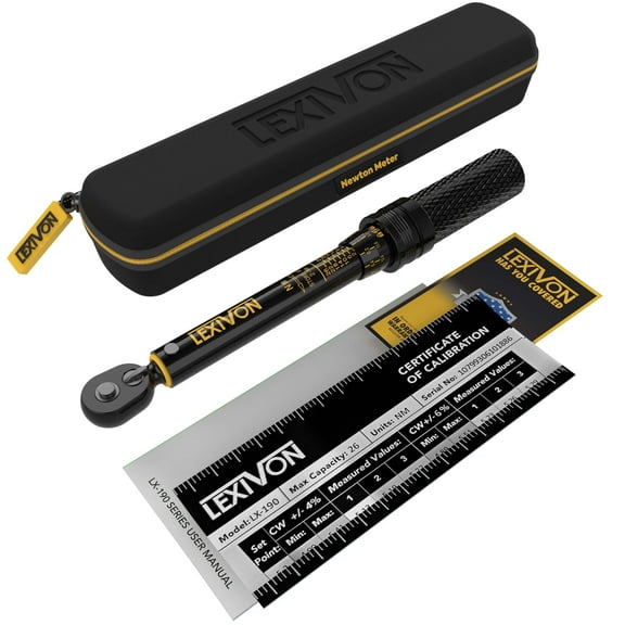 LEXIVON Bike Torque Wrench 1/4-Inch Drive, Newton Meter | 72-Tooth Gear, Dual-Direction Click Type, 2-26 Nm (17.7-230.1 in-lb) | Portable for Road & Mountain Bicycles (LX-190)