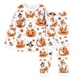 thumbnail image 4 of Weebloom Halloween Winter Pajamas For Little Girls Cute Pumpkin Boys Pajama Set Long Sleeve Sleepwear Nightwear Pjs Loungewear White 5Y, 4 of 4