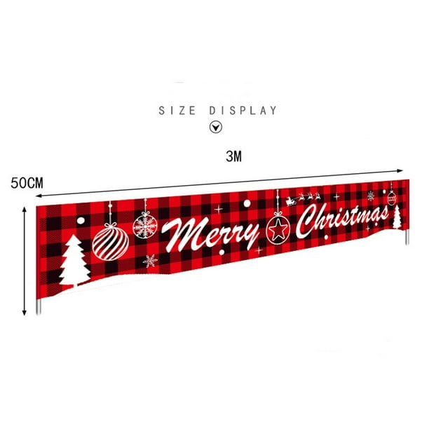 Large Merry Christmas Banner,Red Buffalo Plaid Banner with Santa Claus and  Snowman Wearing Face Cover
