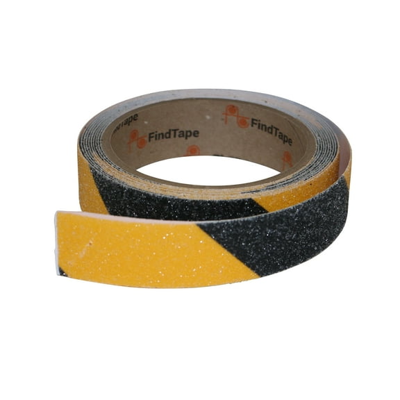 FindTape AST-35 Premium Anti-Slip Non-Skid Tape [Hazard Stripe, 60 grit]: 1 in. x 10 ft. (Yellow and Black Stripes)