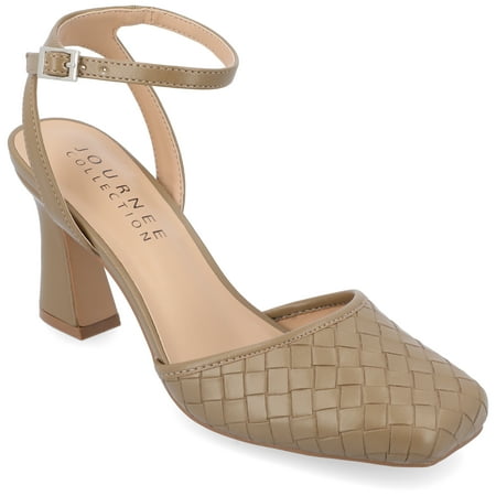 

Journee Collection Womens Moriah Embossed Ankle Strap Square Toe Pumps