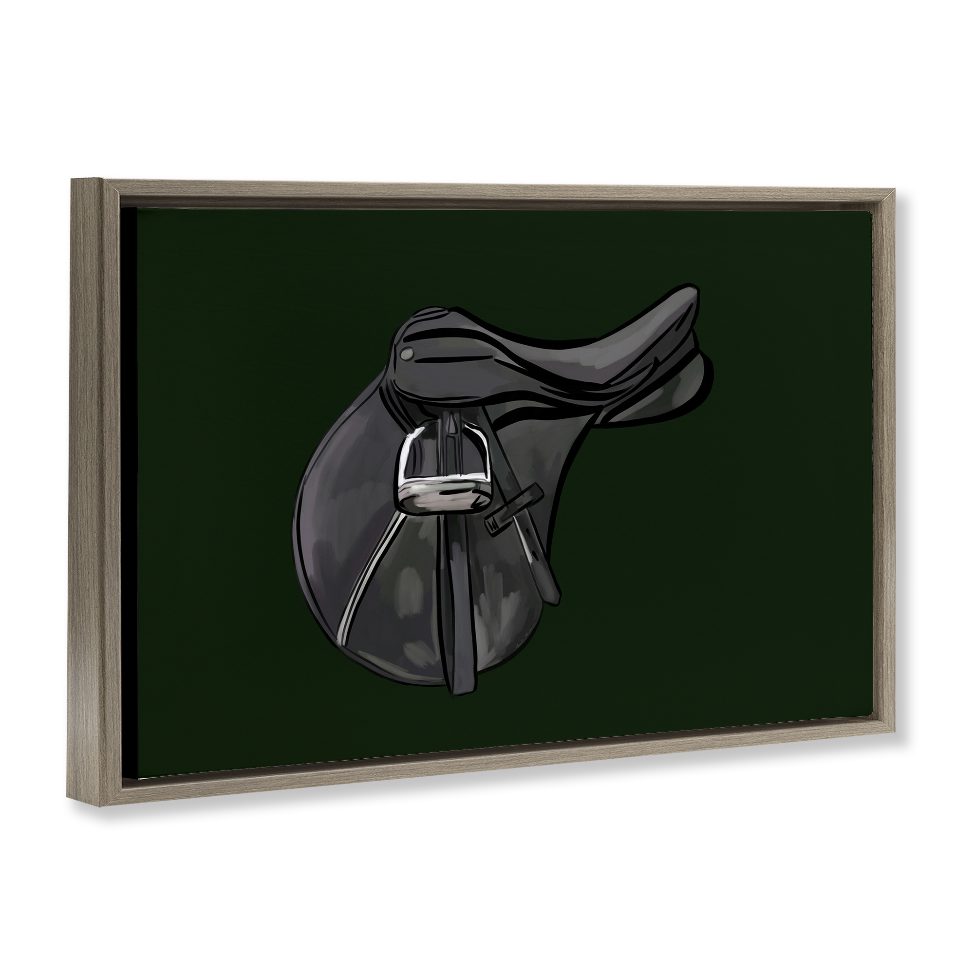 Stupell Industries Black Horse Saddle Abstract Painting Brown Floater Framed Canvas Art Print Wall Art, 25 x 17