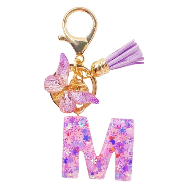 Carteras para las Mujeres Llavero de la Carta Inicial, Borla de las Señoras, Llavero de Coche Lindo Púrpura, Cartera, Mochila Mochila para las Mujeres