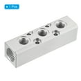 thumbnail image 3 of Uxcell Colector de aire de 3 vías y 5 puertos G1/4" para manguera de aire en línea color plata, 3 of 6