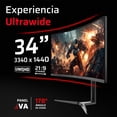 thumbnail image 3 of Monitor Gamer Curvo Acteck MGM34P LED 34"  165Hz, HDMI/DisplayPort, Negro., 3 of 5