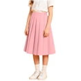 thumbnail image 5 of WAVSUF Girls School Pleat Skirt Elastic Waist Soft Lightweight Casual Summer Cotton Midi Skirts Pink Size 14, 5 of 10